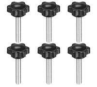 TA-VIGOR 6 Pcs Plum Hex Shaped Clamping Screw Knob, 32mm Dia M6 x 40mm Plastic Head Clamping Knob Handle Male Thread Thumb Screw