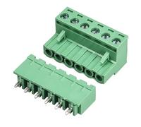 TA-VIGOR 6 Pin 5.08mm Pitch PCB Screw Terminal Block Set, Male and Female Connector Blocks Electrical, 300V 15A, Green, 10 Sets