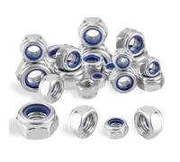 TA-VIGOR 60Pcs M5 Nylon Hex Lock Nuts, 304 Stainless Steel Nylon Insert Self-locking Nuts, Hexagon Threaded Nyloc Nut for Lock Washers Bolts Screws