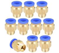 TA-VIGOR 6mm Pneumatic Push to Connect Fittings, 1/4" PT Male Thread Quick Connect Straight Coupler, Air Line Push Fit Connectors for Pneumatic Systems and Air Compressors, 10Pcs