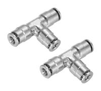 TA-VIGOR 6mm Tee Push to Connect Tube Fittings Nickel Plated Brass 2 Pcs