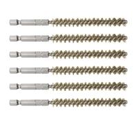 TA-VIGOR 6Pcs Brass Wire Bore Brush Set 8mm Dia 4.5" Long, Wire Brush for Drill with 1/4 Inch Hex Shank, Drill Tube Cleaning Brush for Pipes Bearings Rust Removal Metal Cleaning, Yellow