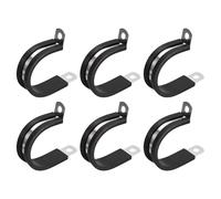 TA-VIGOR 6Pcs Cable Clamp, 32mm Rubber Cushioned Insulated Clamp R Shape Metal Clamp for Pipe Tube Wire Fixing, Laying Plumbing, Electricity, Exhaust