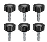 TA-VIGOR 6Pcs M4 x 15mm Male Thread Knurled Clamping Knobs Grip, 16mm Dia Thumb Screw on Type Round Head Clamping Handle Bolt with Plastic Knobs
