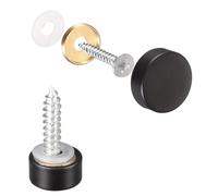 TA-VIGOR 6Pcs Mirror Screws, 10mm brass Mirror Screws Cap Nail with Washers, Decorative Cap Covers Polished Mirror Nails for Mirrors, Furniture Fittings, Tables, Wardrobes, Glass, Black