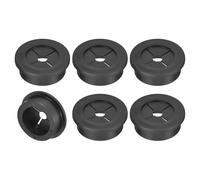 TA-VIGOR 6Pcs Rubber Desk Cable Grommet, 1-3/16 Inch (30mm) Flexible Cable Hole Cover for Office Desk & Worktops, Quiet Wire Organiser with Tight Fit Cable Port - Black