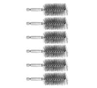 TA-VIGOR 6Pcs Stainless Steel Wire Bore Brush Set 28mm Dia 4" Long , 1/4" Hex Shank Wire Brush for Drill, Pipe Tube Cleaning Brush for Metal Pipes Ports Bearings Rust Removal