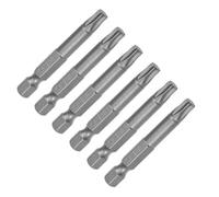 TA-VIGOR 6Pcs T30 Torx Head Screwdriver Bits 1/4 Inch Hex Shank, 50mm Long Magnetic Tamper Proof Star S2 Steel Security Torx Bits with Hole for Impact Driver Drill Bits Hand Tools