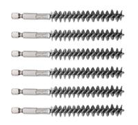 TA-VIGOR 6Pcs Wire Bore Brush 12mm Dia 4.5" Long, 304 Stainless Steel Wire Brush for Drill with 1/4 Inch Hex Shank, Tube Cleaning Brush Pipe Brush for Rust Removal and Bearings, Silver