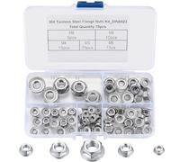 TA-VIGOR 70Pcs Serrated Flange Hex Lock Nuts Assortment Kit, 304 Stainless Steel Flange Self-Locking Insert Hex Nuts M3 M4 M5 M6 M8 for Furniture Industry Civil Engineering Construction DIY