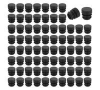 TA-VIGOR 76 Pcs Round Plastic End Caps 15mm(0.59 Inch), PE Pipe Plug Inserts for Chair Table Furniture Legs, Glide Floor Protector Tube Caps for Bench Stool Frame, Tubing Pipe End Covers, Black