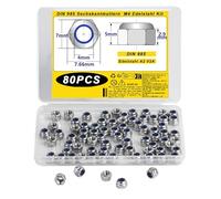 TA-VIGOR 80Pcs M4 Nylon Hex Lock Nuts, 304 Stainless Steel Nylon Insert Self-locking Nuts, Hexagon Threaded Nyloc Nut for Lock Washers Bolts Screws