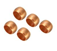 TA-VIGOR 8mm Tube OD Compression Sleeves Ferrules, 5PCS Copper Ferrule Fitting Brass Compression Fittings, Copper Olives Assortment Kit for Oil Water Air Pipe