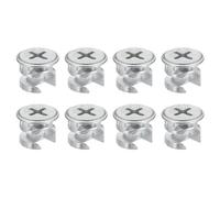 TA-VIGOR 8Pcs Furniture Connecter Cam Lock Nuts Fittings, 12mm x 10mm Screw Eccentric Fasteners for Cabinet Drawer Dresser Wardrobe Furniture Panel Connecting, Silver