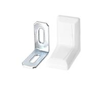 TA-VIGOR 8Pcs L Shaped Angle Bracket, 90 Degree Right Angle Metal Shelf Corner Brace Plate with 8 x Plastic Cover for Wood Furniture Cabinet Desk