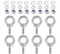 TA-VIGOR 8Pcs M3 x 9mm Lifting Long Eye Bolt, 304 Stainless Steel Wall Expansion Anchor Bolts, Masonry Concrete Screws Shoulder Eyebolt Lifting Ring with Nuts Washers for Hanging Hammock Article