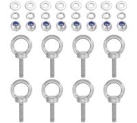TA-VIGOR 8Pcs M6 x 25mm Lifting Long Eye Bolt, 304 Stainless Steel Wall Expansion Anchor Bolts, Masonry Concrete Screws Shoulder Eyebolt Lifting Ring with Nuts Washers for Hanging Hammock Article