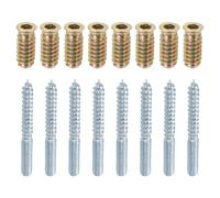 TA-VIGOR 8Pcs M6x60mm Hanger Bolts, 31mm Wood Dowel Screw Self-Tapping Screw with M6x24mm Threaded Insert Nuts Interface Hex Socket Drive for Joint Furniture Legs