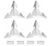 TA-VIGOR 8Pcs Metal Corner Protectors, 30 x 30 x 30mm Edge Guard Decorative Corner Bracket, Silver Angle Brace Cover for Tables Chests Suitcase Jewelry Box, with 48Pcs Screws