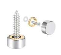TA-VIGOR 8Pcs Mirror Screws, 10mm brass Mirror Screws Cap Nail with Washers, Decorative Cap Covers Polished Mirror Nails for Mirrors, Furniture Fittings, Wardrobes, Glass, Silver