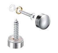 TA-VIGOR 8Pcs Mirror Screws, 10mm brass Mirror Screws Cap Nail with Washers, Decorative Cap Covers Polished Mirror Nails for Mirrors, Furniture Fittings, Tables, Wardrobes, Glass, Silver