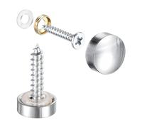 TA-VIGOR 8Pcs Mirror Screws, 12mm brass Mirror Screws Cap Nail with Washers, Decorative Cap Covers Polished Mirror Nails for Mirrors, Furniture Fittings, Wardrobes, Glass, Silver