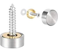 TA-VIGOR 8Pcs Mirror Screws, 12mm Mirror Screws Cap Nail with Washers, Decorative Cap Covers Brushed Mirror Nails for Mirrors, Furniture Fittings, Tables, Wardrobes, Glass, Silver