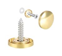 TA-VIGOR 8Pcs Mirror Screws, 18mm brass Mirror Screws Cap Nail with Washers, Decorative Cap Covers Polished Mirror Nails for Mirrors, Furniture Fittings, Tables, Wardrobes, Glass, Gold