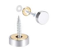 TA-VIGOR 8Pcs Mirror Screws, 18mm brass Mirror Screws Cap Nail with Washers, Decorative Cap Covers Polished Mirror Nails for Mirrors, Furniture Fittings, Tables, Wardrobes, Glass, Silver