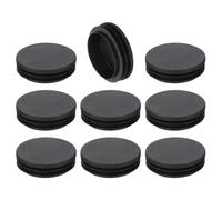 TA-VIGOR 9 Pcs Round Plastic End Caps 60mm(2.36 Inch), Black PE Pipe Plug Inserts for Chair Table Furniture Legs, Glide Floor Protector Tube Caps for Bench Stool Frame, Tubing Pipe End Covers