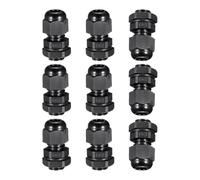 TA-VIGOR 9Pcs PG7 Cable Gland, IP68 Waterproof Adjustable Plastic Nylon Wire Connectors Gland Joints for 3mm-6.5mm Cables, Locknut Stuffing Glands with Locknut and Washer - Black