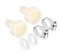 TA-VIGOR ABS Hose Barb Fitting Coupler, 10mm Barb G1/2" Female Thread Pipe Fitting Adapter, Hose Pipe Barbed Tail Connector with 9-16mm Clamp and Washer for Garden, Plumbing (2PCS, White)