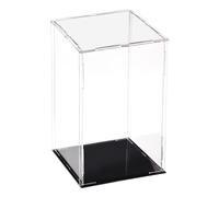 TA-VIGOR Acrylic Clear Display Box, 10 x 10 x 20cm Assemble Countertop Case Cube Storage Box Organizer Stand Dustproof Protection Showcase with Black Base for Collectibles Storage