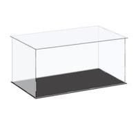 TA-VIGOR Acrylic Clear Display Box, 40 x 20 x 20cm Assemble Countertop Case Cube Storage Box Organizer Stand Dustproof Protection Showcase with Black Base for Collectibles Storage