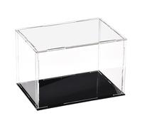 TA-VIGOR Acrylic Clear Display Case, 15 x 10 x 10cm Assemble Countertop Box Cube Organizer Stand Dustproof Protection Showcase with Black Base for Action Figures Toys Collectibles Home Storage