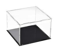 TA-VIGOR Acrylic Clear Display Case, 15 x 15 x 10cm Assemble Countertop Box Cube Organizer Stand Dustproof Protection Showcase with Black Base for Action Figures Toys Collectibles Home Storage