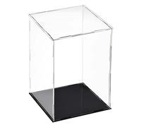 TA-VIGOR Acrylic Clear Display Case, 15 x 15 x 25cm Assemble Countertop Box Cube Organizer Stand Dustproof Protection Showcase with Black Base for Action Figures Toys Collectibles Home Storage