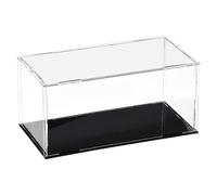 TA-VIGOR Acrylic Clear Display Case, 20 x 10 x 10cm Assemble Countertop Box Cube Organizer Stand Dustproof Protection Showcase with Black Base for Action Figures Toys Collectibles Home Storage