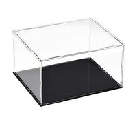 TA-VIGOR Acrylic Clear Display Case, 20 x 15 x 10cm Assemble Countertop Box Cube Organizer Stand Dustproof Protection Showcase with Black Base for Action Figures Toys Collectibles Home Storage