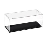 TA-VIGOR Acrylic Clear Display Case, 25 x 10 x 10cm Assemble Countertop Box Cube Organizer Stand Dustproof Protection Showcase with Black Base for Action Figures Toys Collectibles Home Storage