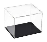TA-VIGOR Acrylic Clear Display Case, 25 x 20 x 20cm Assemble Countertop Box Cube Organizer Stand Dustproof Protection Showcase with Black Base for Action Figures Toys Collectibles Home Storage