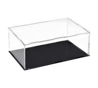 TA-VIGOR Acrylic Clear Display Case, 30 x 15 x 10cm Assemble Countertop Box Cube Organizer Stand Dustproof Protection Showcase with Black Base for Action Figures Toys Collectibles Home Storage