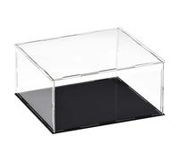 TA-VIGOR Acrylic Clear Display Case, 30 x 25 x 20cm Assemble Countertop Box Cube Organizer Stand Dustproof Protection Showcase with Black Base for Action Figures Toys Collectibles Home Storage