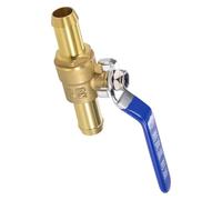 TA-VIGOR Ball Valve Shut-Off Valves, 2 Way 16mm Brass Ball Valve Adapter, Hose Barb Tube Fittings with 90 Degree Non-Slip Handle-1 PCS
