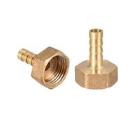 TA-VIGOR Brass Barb Hose Fitting Coupler, 8mm Barb G1/2 Female Thread Pipe Fitting Adapter, Hose Pipe Barb Tail Connector for Garden Plumbing Air Water Oil - 2PCS
