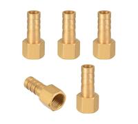 TA-VIGOR Brass Barb Hose Fitting Coupler, 8mm Barb G1/8 Female Thread Pipe Fitting Adapter, Hose Pipe Barb Tail Connector for Garden Plumbing Air Water Oil - 5PCS