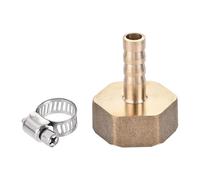 TA-VIGOR Brass Barb Hose Fitting Coupler, 8mm Barb G3/4 Female Thread Pipe Fitting Adapter, Hose Pipe Barbed Tail Connector with Clamp and Washer for Garden Plumbing Air Water Oil - 1PCS