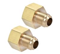TA-VIGOR Brass Pipe Fitting, 3/8 SAE Flare Male to 1/2 SAE Female Thread, Brass Flare Adapter Tubing Connector for Air, Gas Pipe, Refrigeration, HVAC, 2PCS