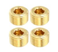 TA-VIGOR Brass Pipe Plug Fittings, 1/2NPT Male Thread Hex Countersunk Plugs, Internal Head Socket Fittings for HVAC, Plumbing, Water, Oil, Air Systems - 4PCS