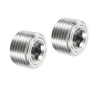 TA-VIGOR Brass Pipe Plug Fittings, 1/2NPT Male Thread Hex Countersunk Plugs, Internal Head Socket Fittings for HVAC, Plumbing, Water, Oil, Air Systems - 2PCS